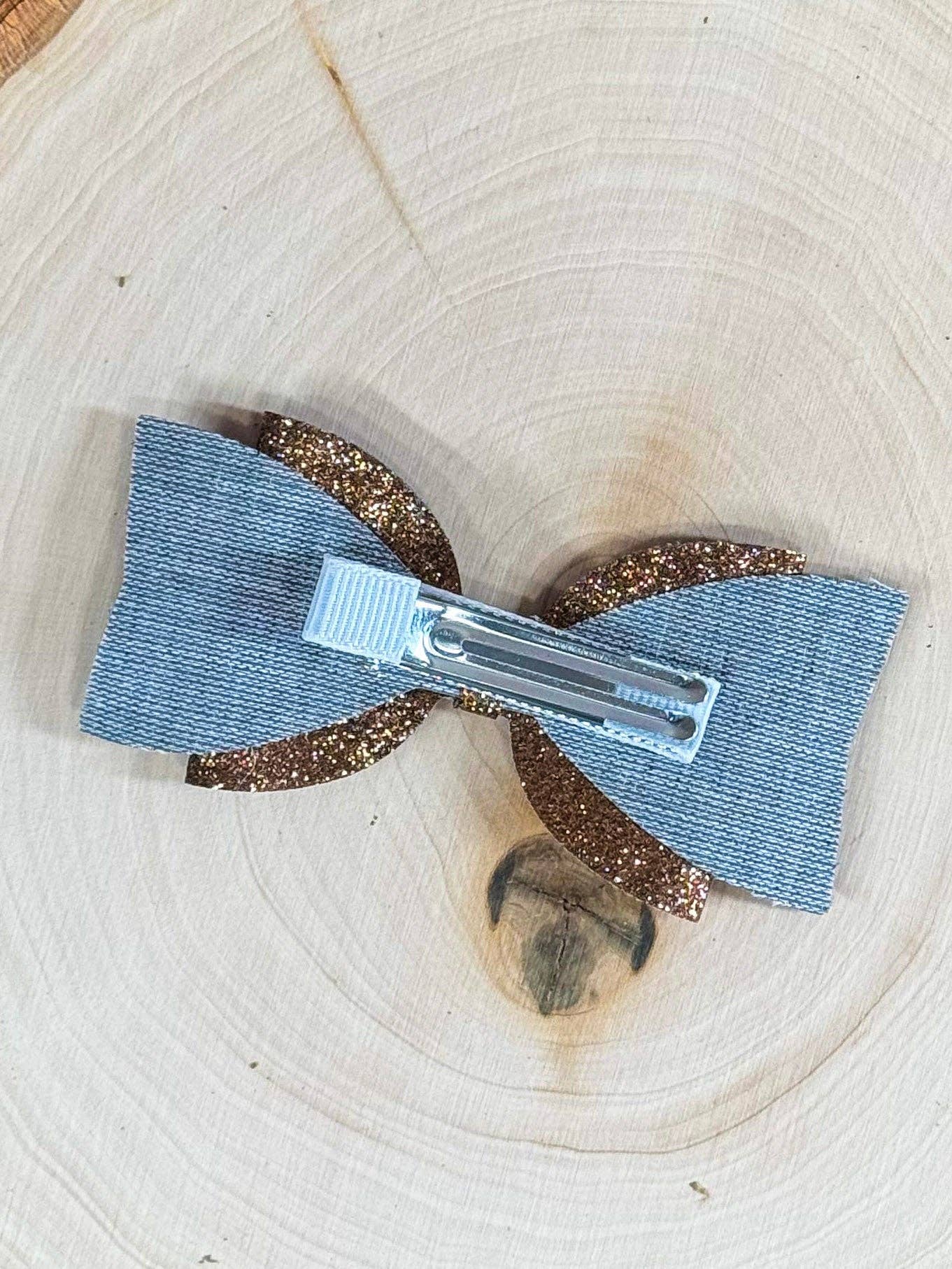 Football Glitter Bow Clippie | Girls Game Day Hair Bow Clip