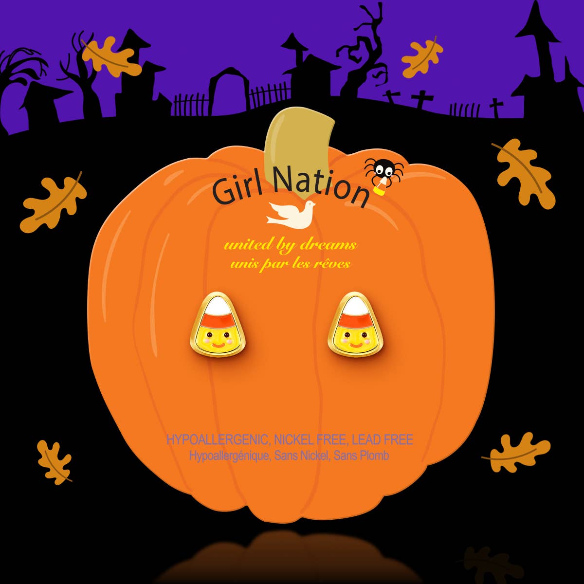 Candy Corn | Halloween | Cutie Stud Earrings for Girls