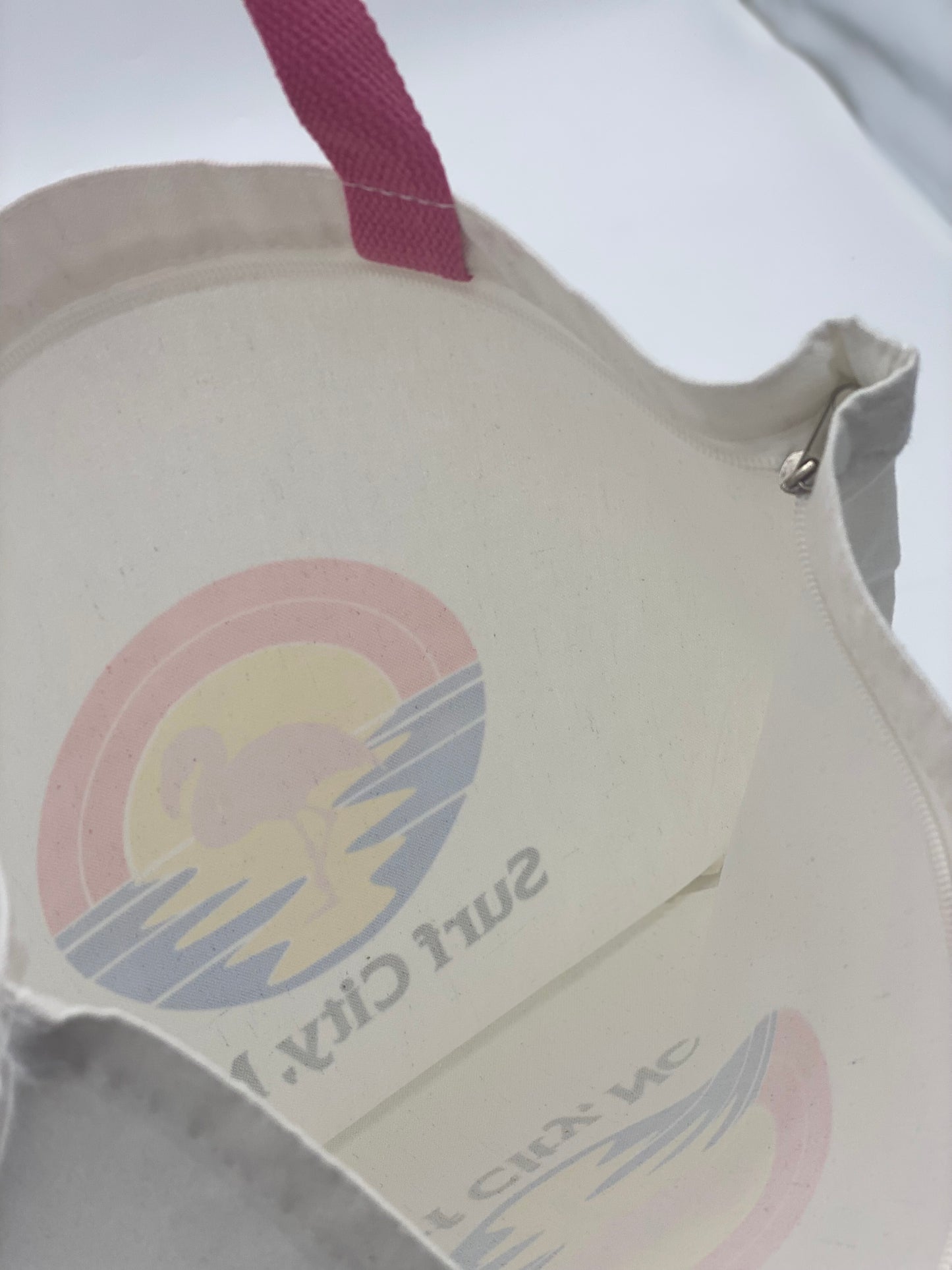 Stylish Surf City, NC Tote Bag – Flamingo Beach Design on Durable Canvas 15.7"Tx15"Wx4"D