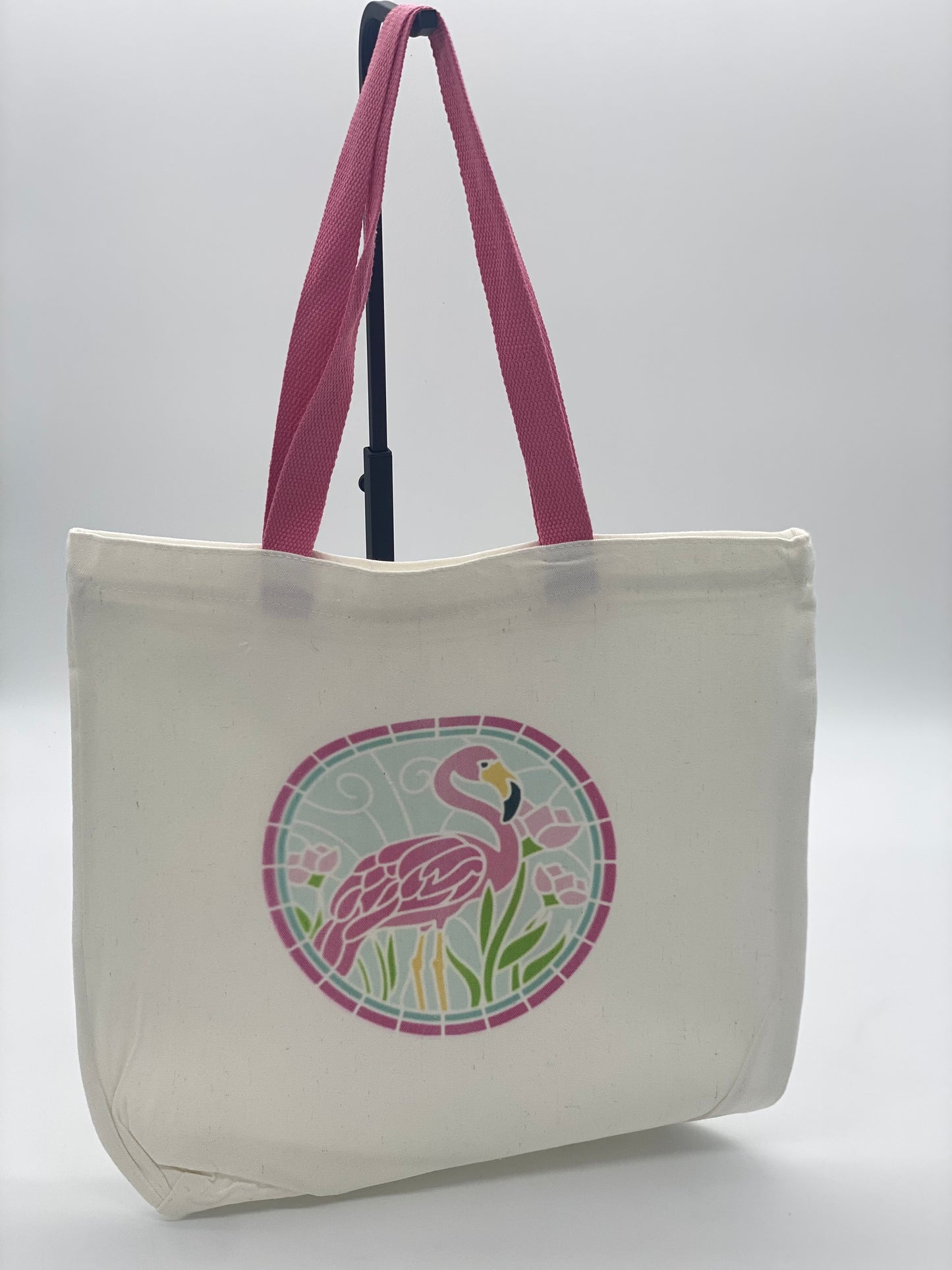 Stylish Canvas Tote Bag with Vibrant Flamingo Artwork – Durable & Trendy