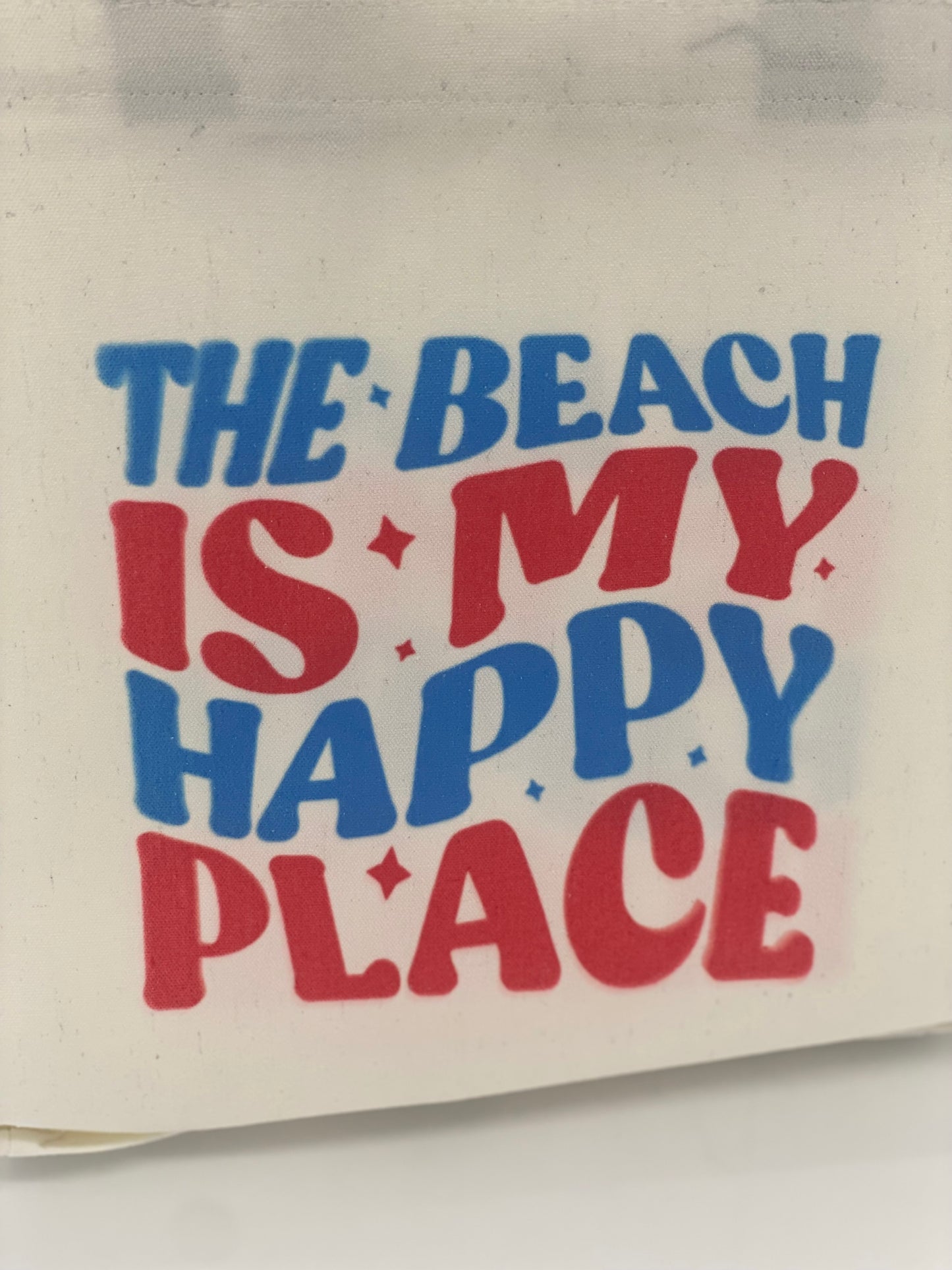 The Beach Is My Happy Place Tote Bag | Coastal Travel Canvas Bag | Vacation Beach Essential