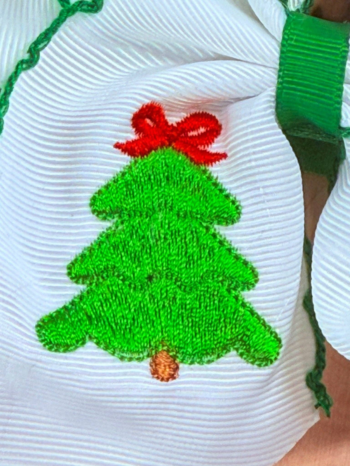 Christmas Tree Embroidered Hair Bow Clip