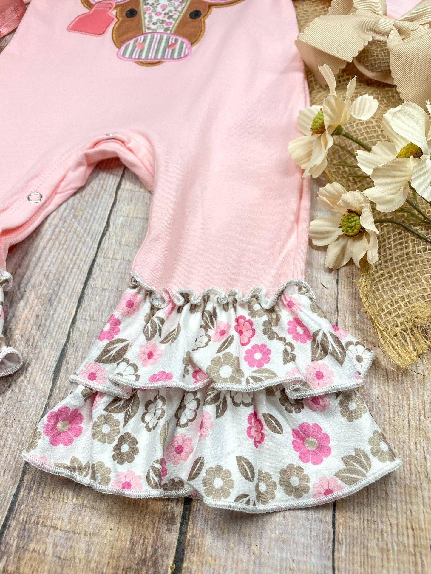 Pretty in Pink Cow Infant Romper