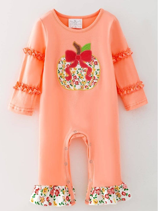 Floral Pumpkin Patch Princess Baby Romper