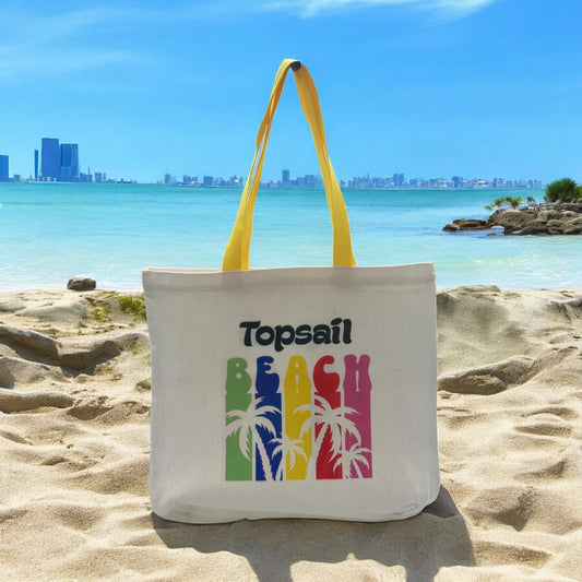Topsail Beach Canvas Tote Bag – Stylish & Colorful Beach Accessory | Coastal Gift 💙