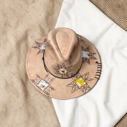 Handcrafted "Hat of Many Colors" Vegan Suede Wide Brim Hat