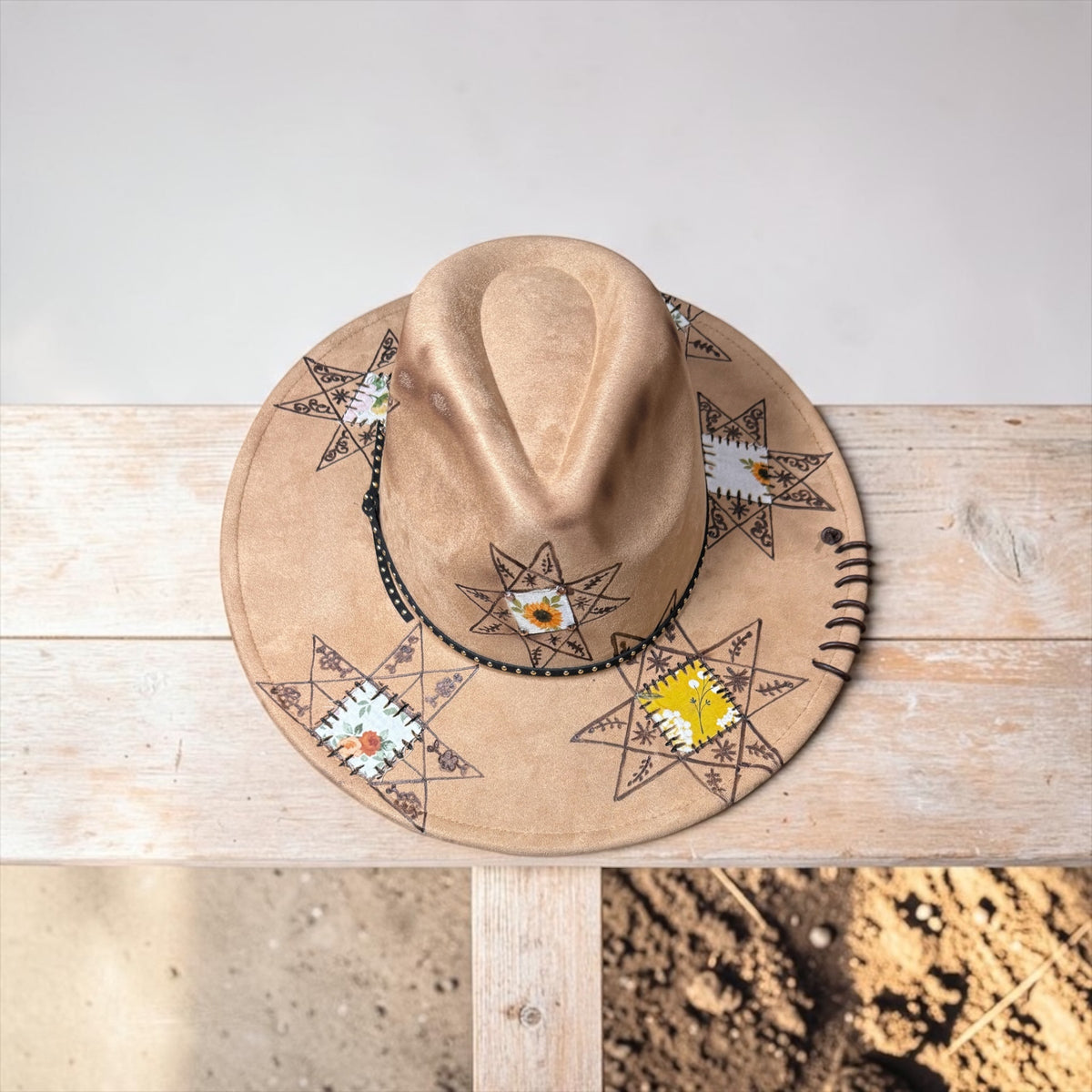 Handcrafted "Hat of Many Colors" Vegan Suede Wide Brim Hat