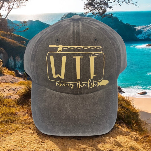 WTF (Where's The Fish) Baseball Cap in Brown