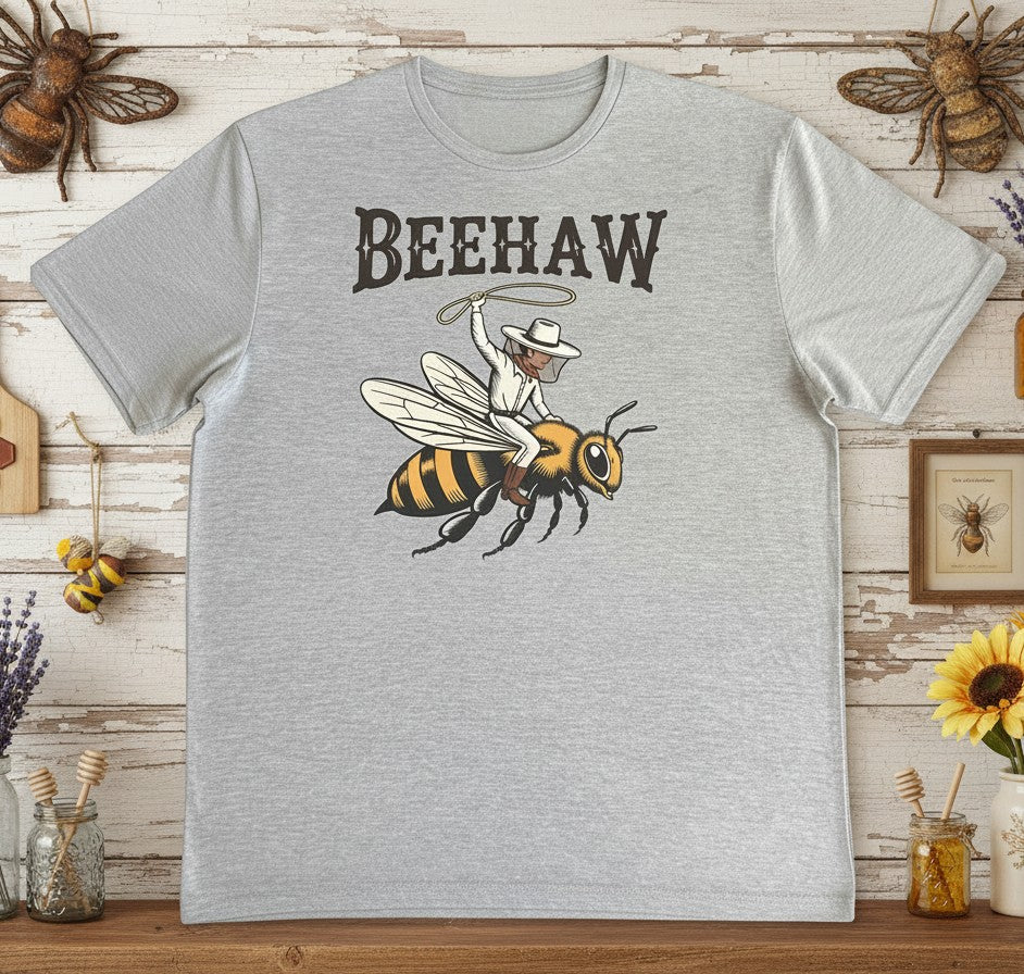 BEEHAW Cowboy Bee Graphic Tee in Gray
