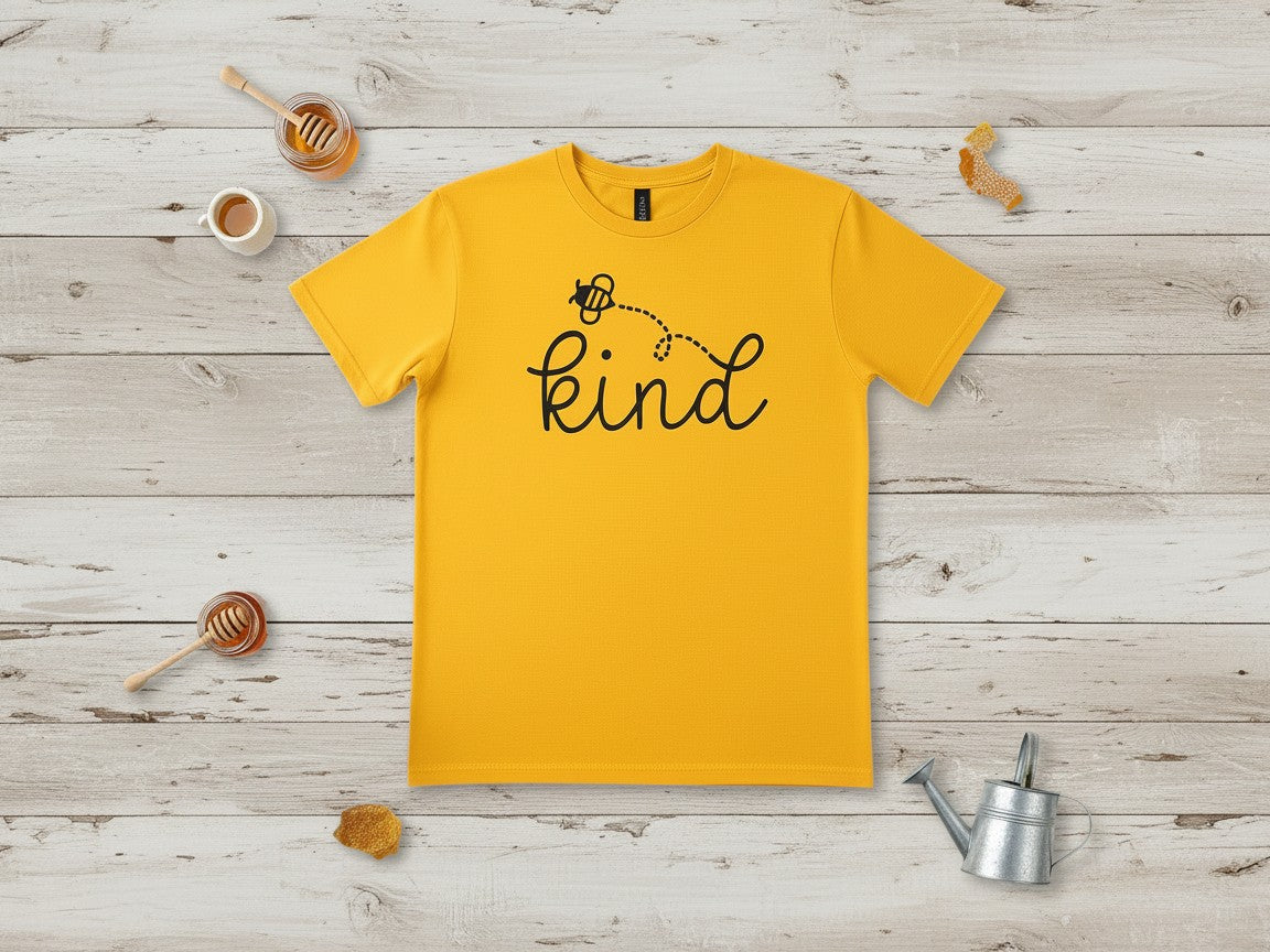 Bee Kind Script Graphic Tee in Yellow