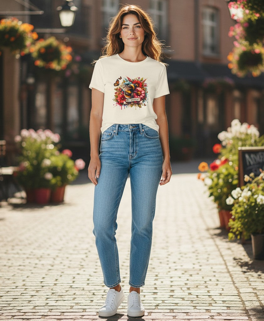 Women's Bee Yourself Graphic Tee – available in Yellow or Off White