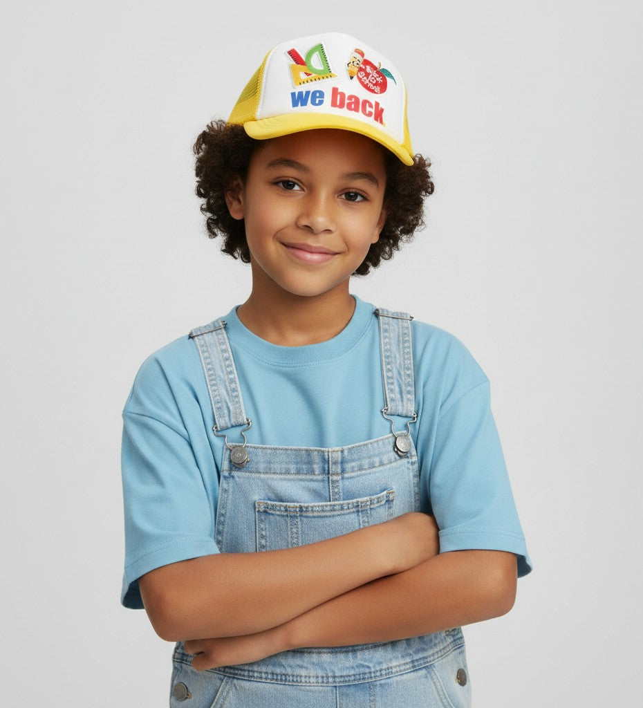 Kids "We Back" Mesh Snapback Trucker Hat | Multiple Colors & Designs