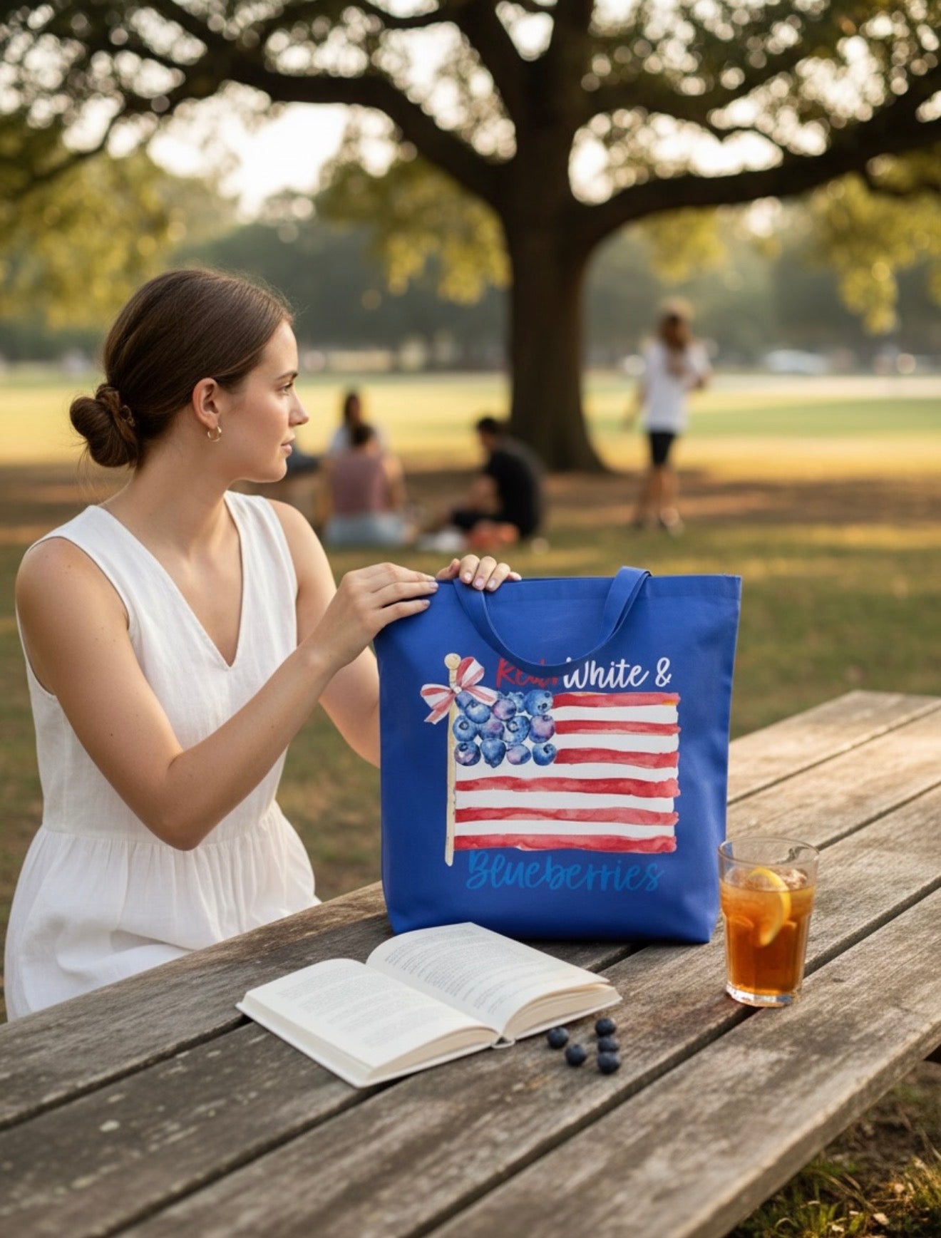 Red White and Blueberries Tote Bag | Fruit of The Spirit Tote Bag |Summer Closeout