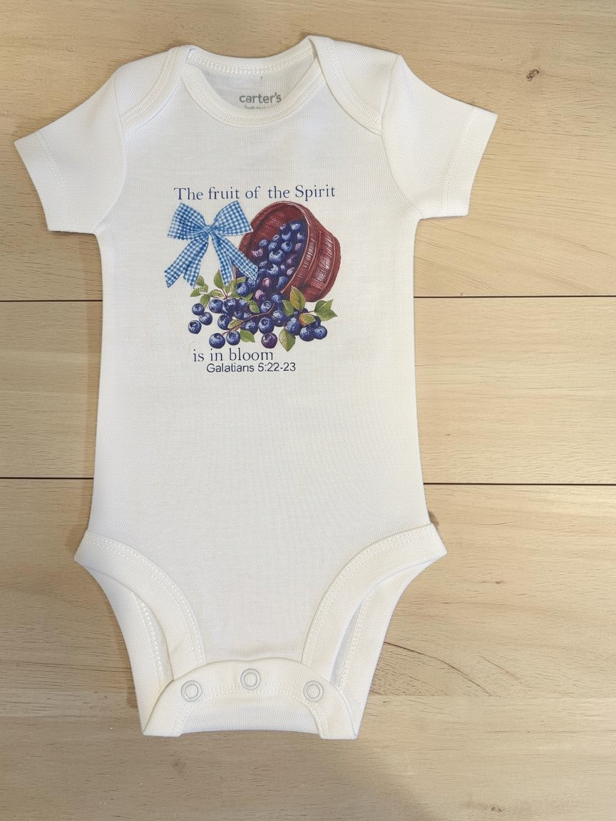 The Fruit of the Spirit Basket Short Sleeve Onesie (White)