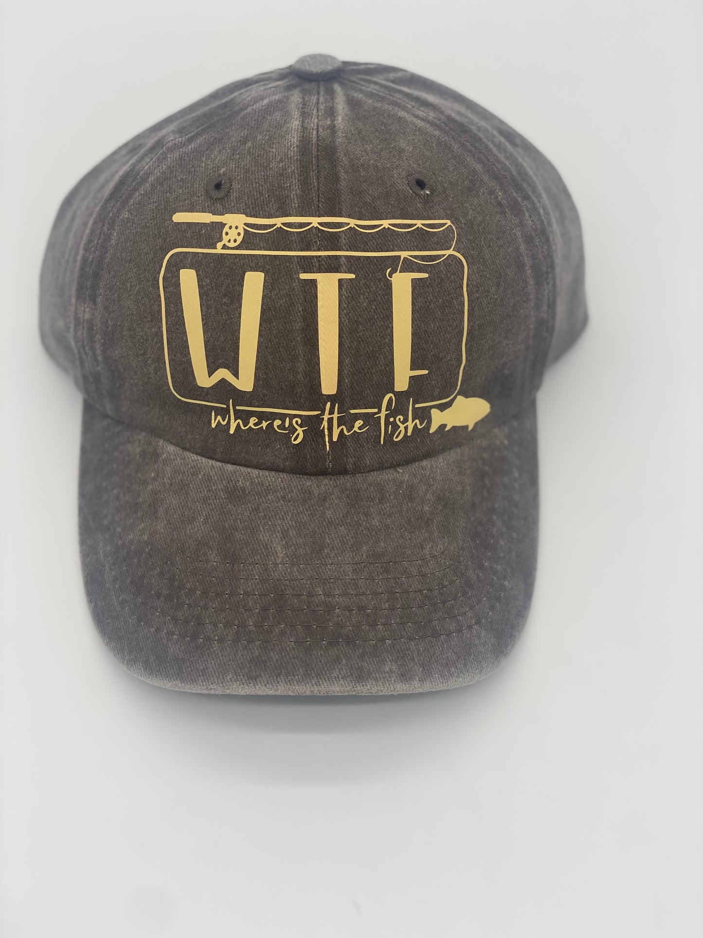WTF (Where's The Fish) Baseball Cap in Brown