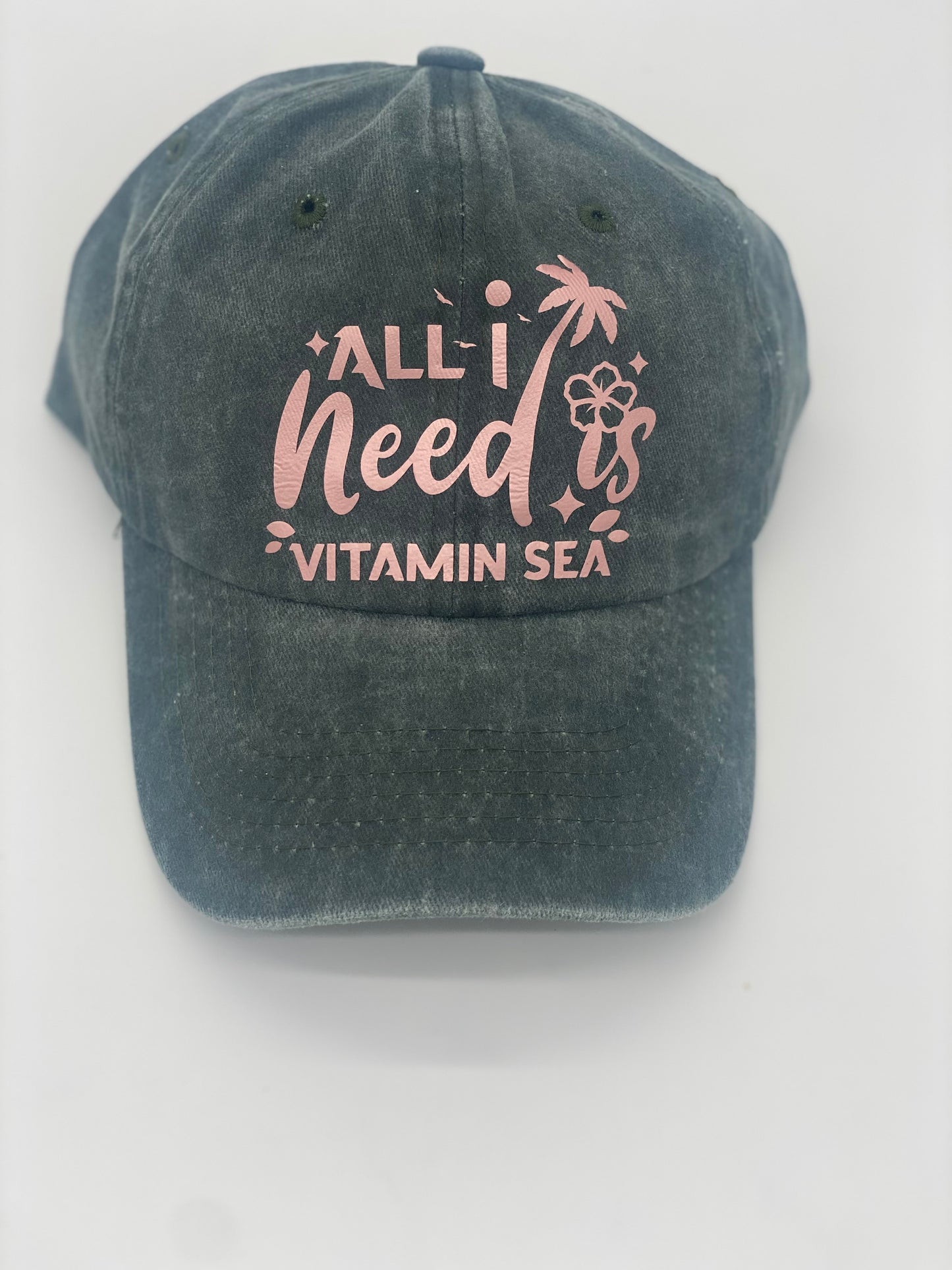 All I Need Is Vitamin Sea Baseball Cap in Green