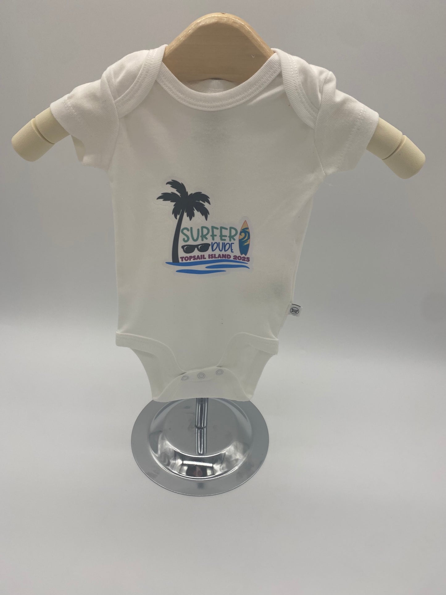 Surfer Dude Onesie – Topsail Beach 2025 Edition | Size: Newborn 🌊🏄‍♂️