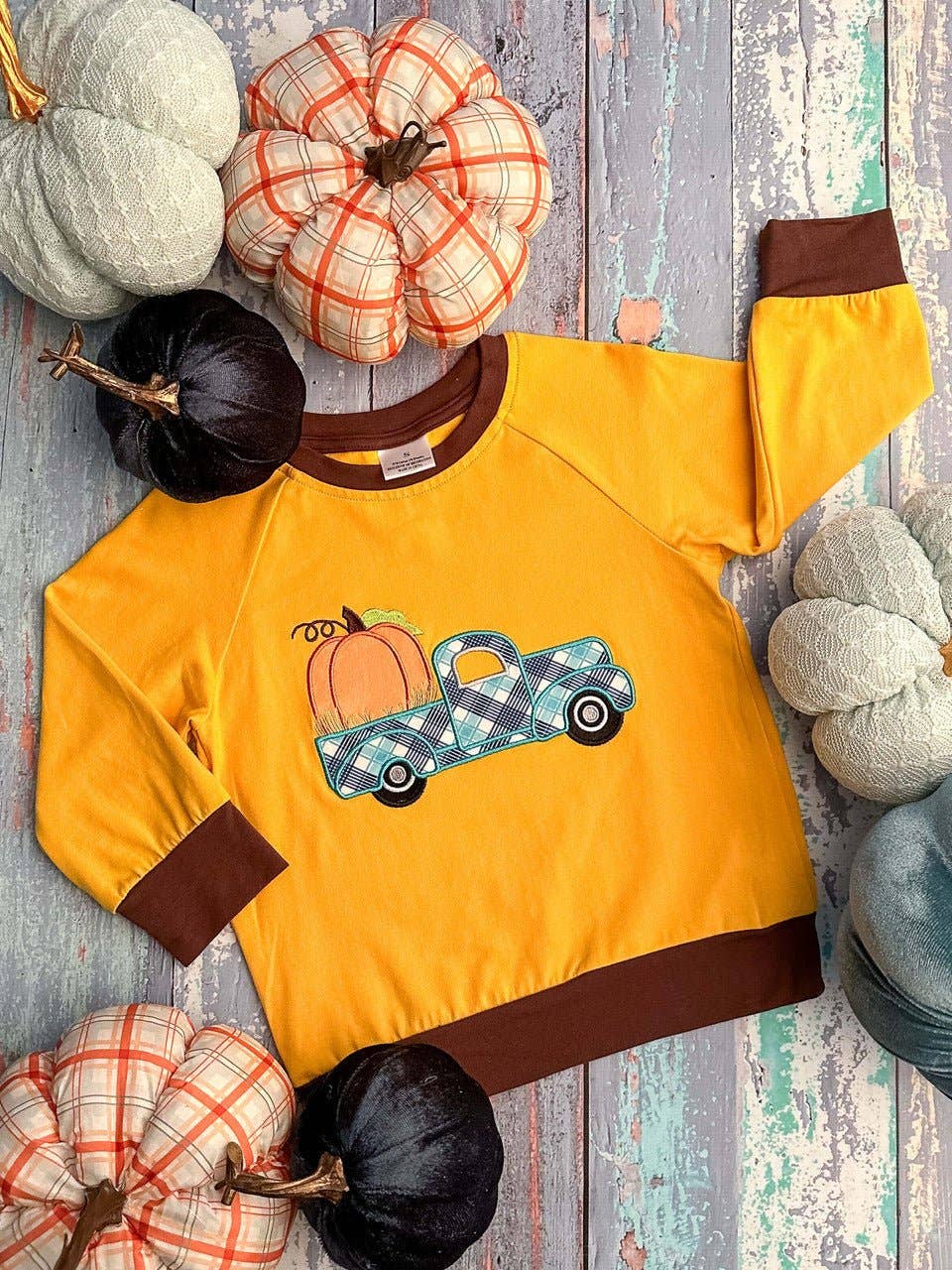 Vintage Plaid Truck & Pumpkin Boys Long Sleeve