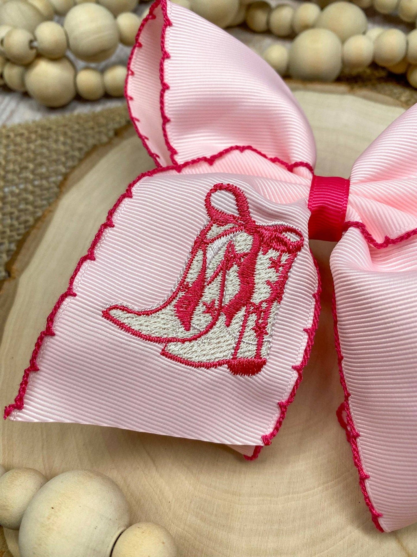 Western Boot Embroidered Moonstitch Hair Bow | Clip or Headband