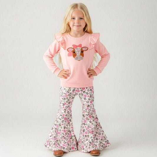 Pretty in Pink Cow Bell Bottom Set