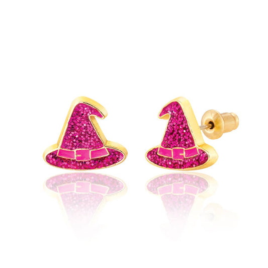Glitter Witch Hat | Halloween | Stud Earrings for Girls